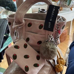 NWT Viral Madden Girl Mini Tote RARE Olives Charms Crossbody w/ Pouch
